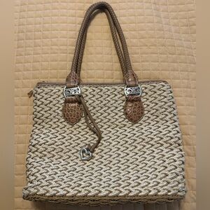Brighton Woven Handbag with Silver Heart Charm and Silver Embellishments